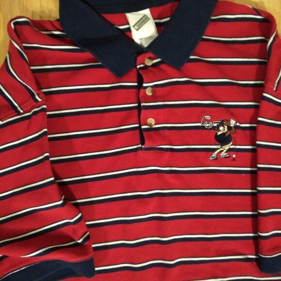 Vintage Warner Bros. Taz Striped Polo Shirt - Picture 1 of 9